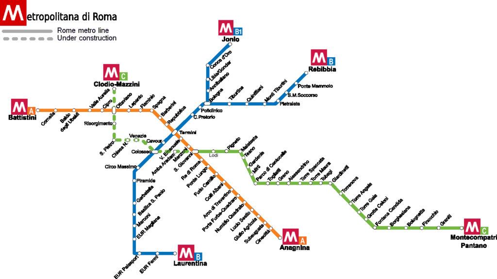 mappa metro di roma